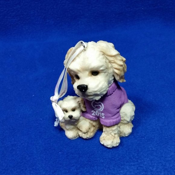 March Of Dimes 2015 Terrier Mom and Puppy Ornament Purple Sweater No Box - Picture 8 of 10